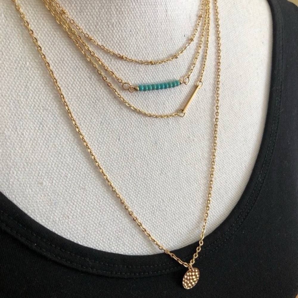 *BRAND NEW/UNUSED 🆕* Women’s Jules Smith Gold & Turquoise Layered Necklace - Picture 1 of 13